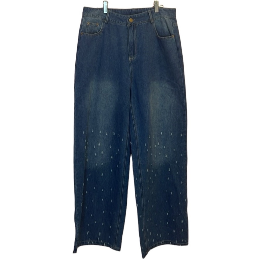 NWT Pretty Damage Spotted Wide Leg Jeans. Size L (10-12)